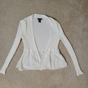 Women's Max Edition White Flare Open-Front Cardigan, Size Small